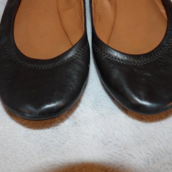 Lucky Brand Leather Black Ballet Flats Sz 10M - Picture 2 of 6